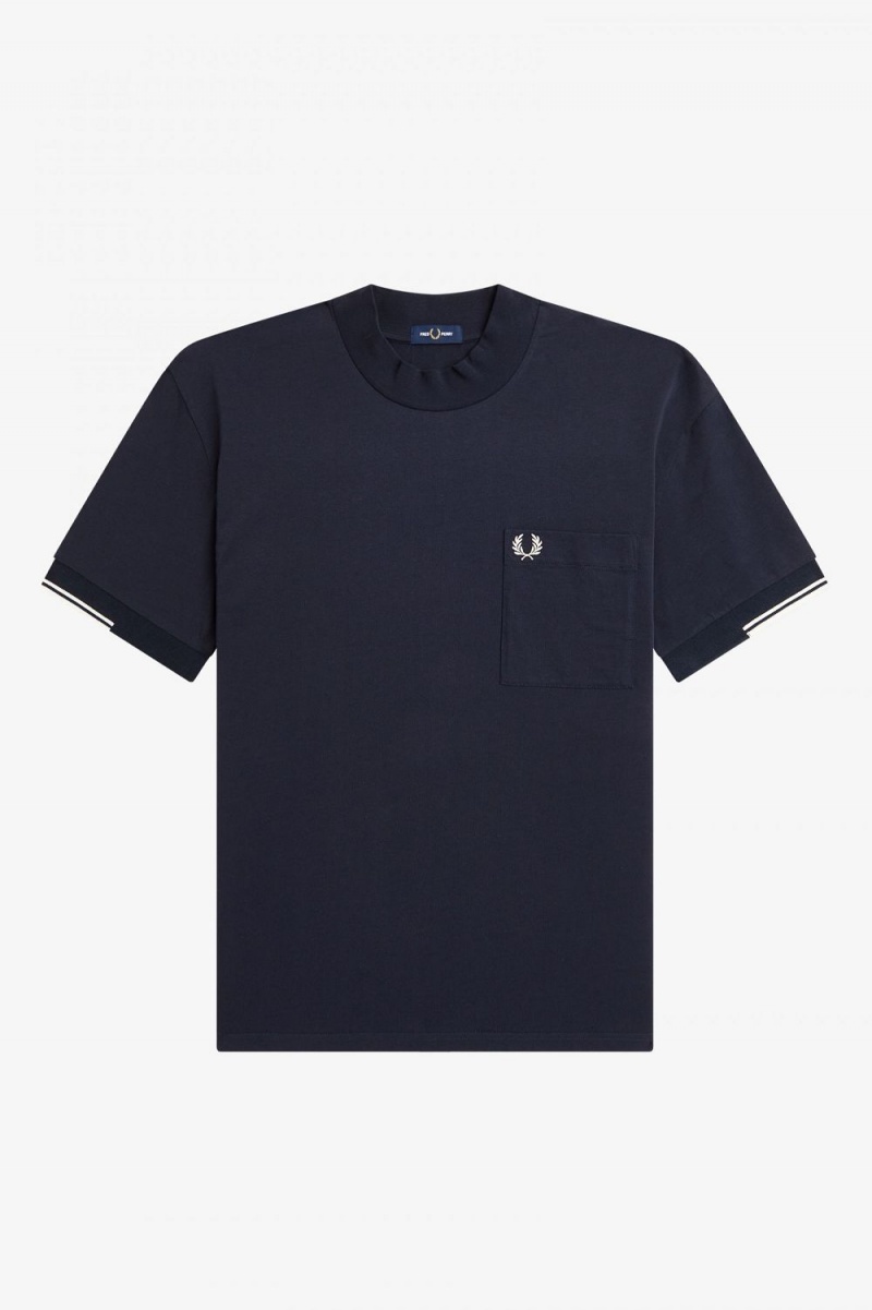 Fred Perry Tipped Sleeve Men's T-Shirt Navy | LYERP5678