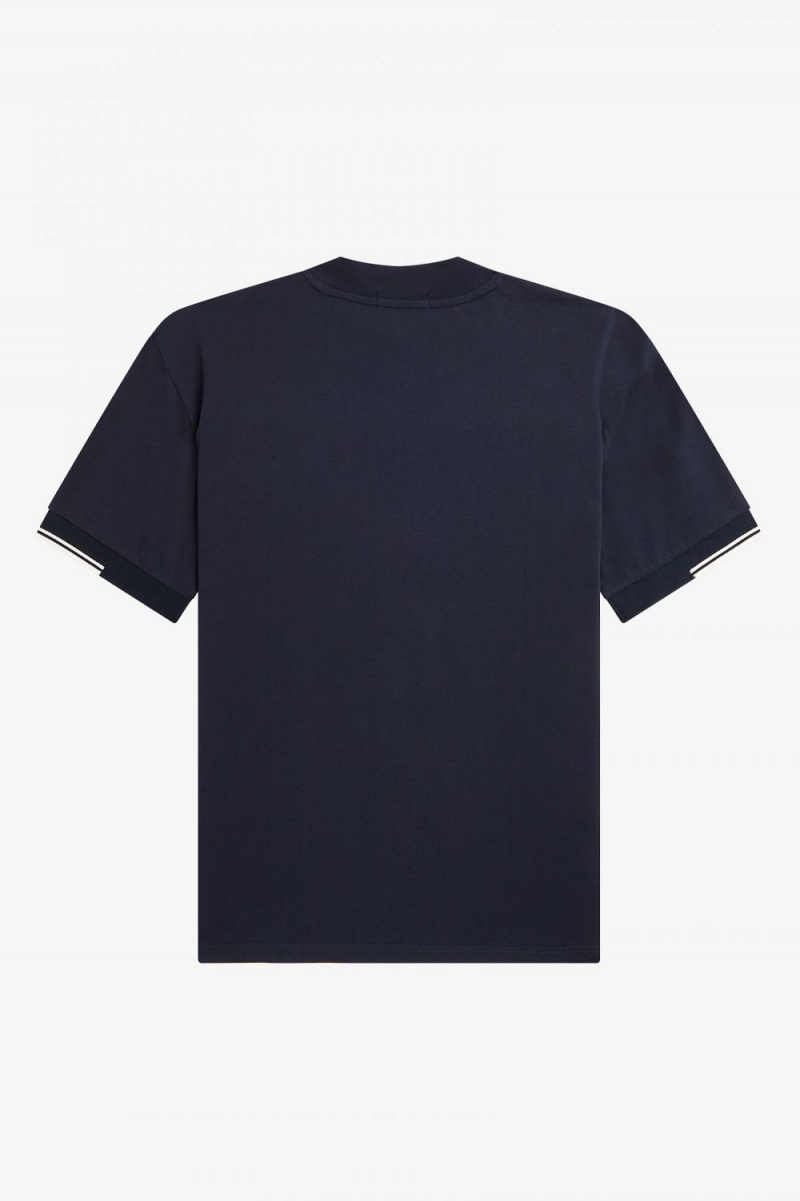 Fred Perry Tipped Sleeve Men's T-Shirt Navy | LYERP5678