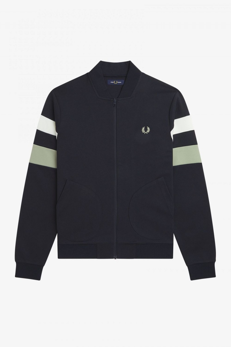 Fred Perry Tipped Sleeve Men's Track Jackets Navy | AKOPC1758