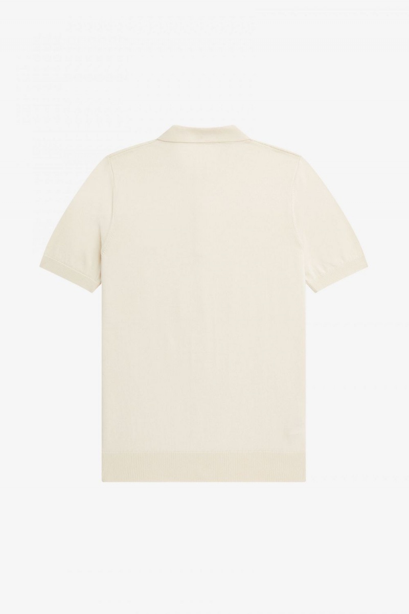 Fred Perry Tonal Panel Knitted Men's Shirt Beige | HNZDQ3715