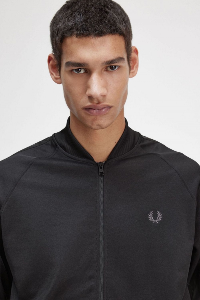 Fred Perry Tonal Tape Men's Track Jackets Black | HOZMV6329