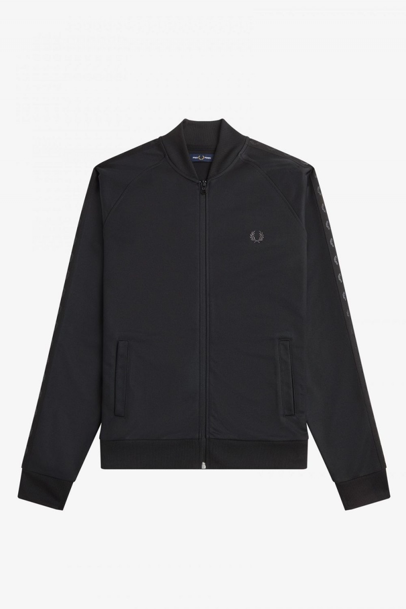 Fred Perry Tonal Tape Men's Track Jackets Black | HOZMV6329