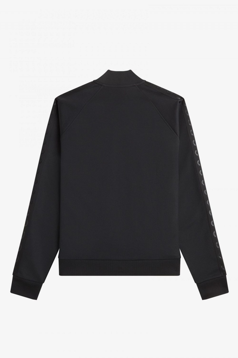 Fred Perry Tonal Tape Men's Track Jackets Black | HOZMV6329