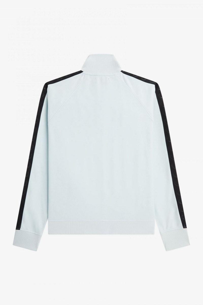 Fred Perry Tonal Taped Men's Track Jackets Light Aqua Black | OLFWP8365