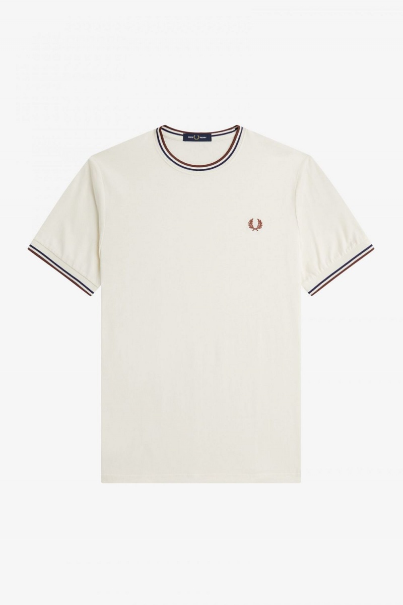 Fred Perry Twin Tipped Men's T-Shirt Beige Whisky Brown | QAHPC0276