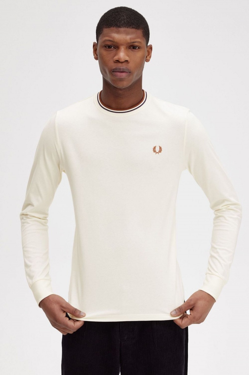 Fred Perry Twin Tipped Men's T-Shirt Beige Whisky Brown | GFBCI9102