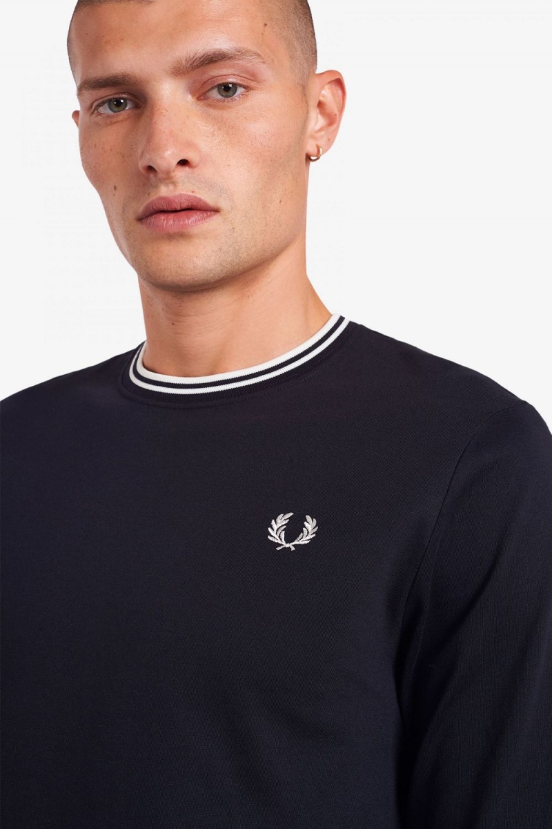 Fred Perry Twin Tipped Men's T-Shirt Black | CWNLU8913