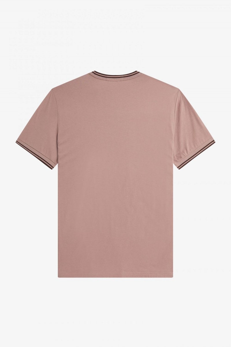 Fred Perry Twin Tipped Men's T-Shirt Dark Pink Whisky Brown | JMFOB2853