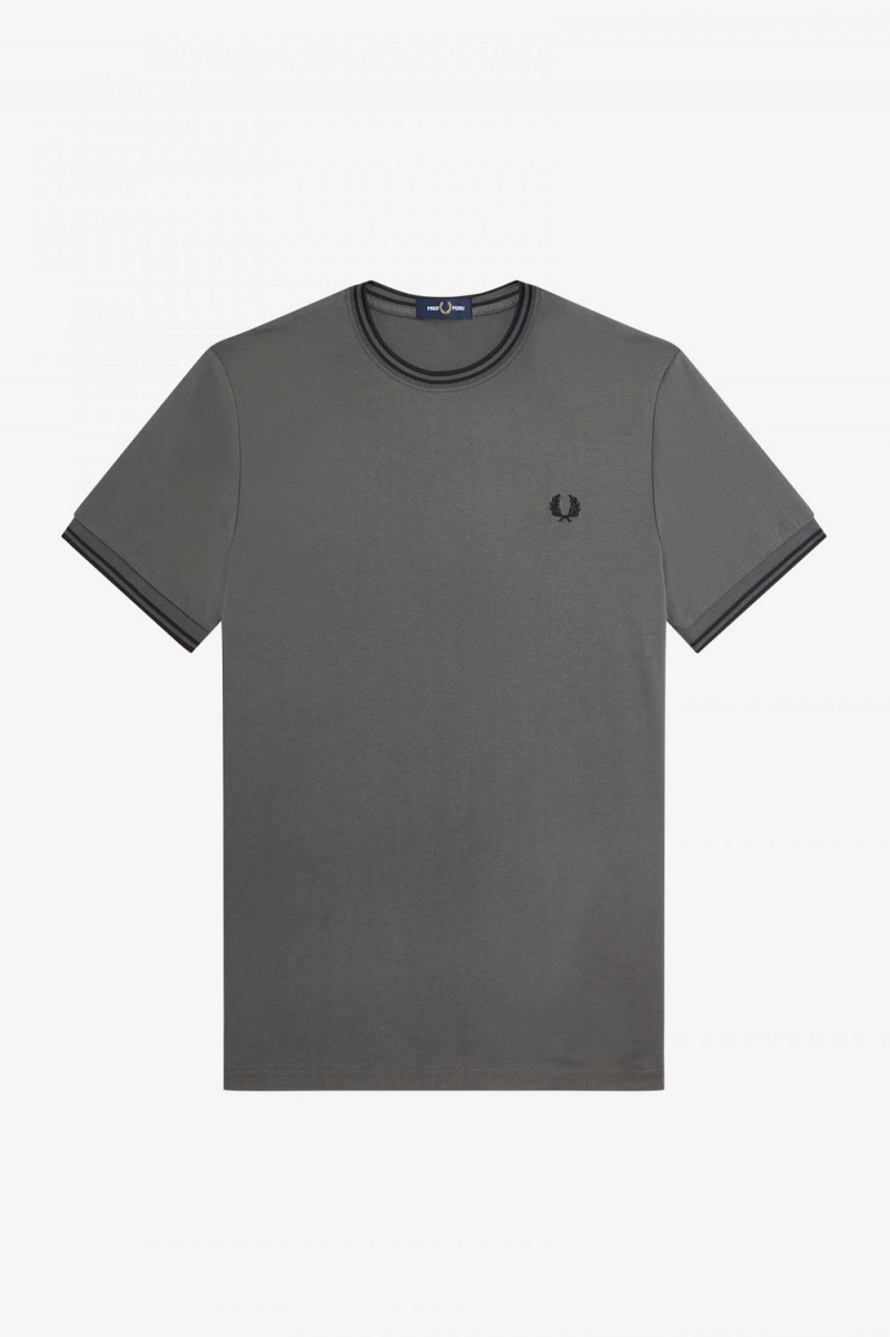 Fred Perry Twin Tipped Men's T-Shirt Field Green | CDVNM1726