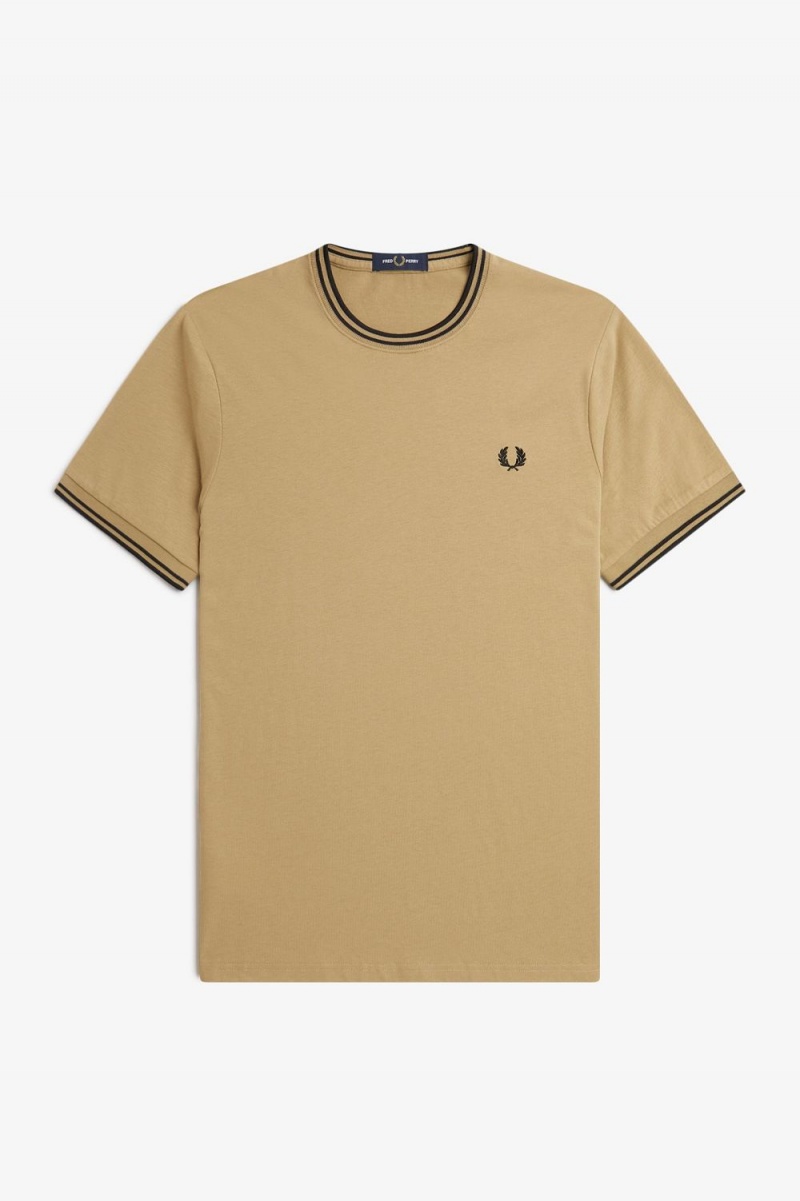 Fred Perry Twin Tipped Men's T-Shirt Green Black | XZPSQ0459