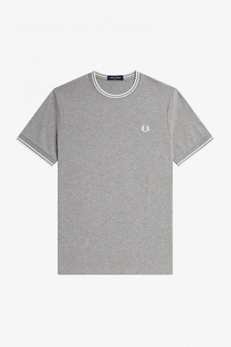 Fred Perry Twin Tipped Men's T-Shirt Grey | IDGJK2650