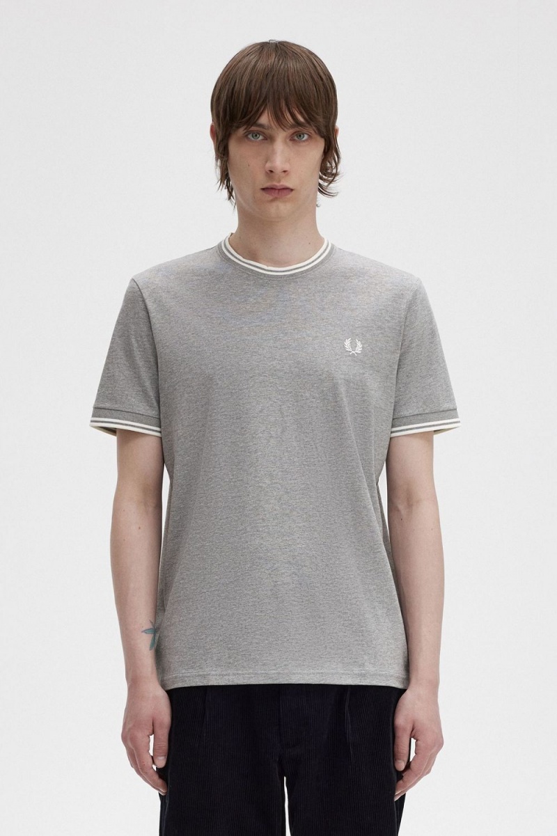 Fred Perry Twin Tipped Men\'s T-Shirt Grey | IDGJK2650