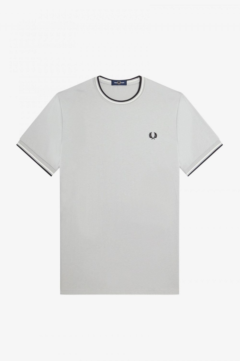 Fred Perry Twin Tipped Men's T-Shirt Grey | XPLQT4713