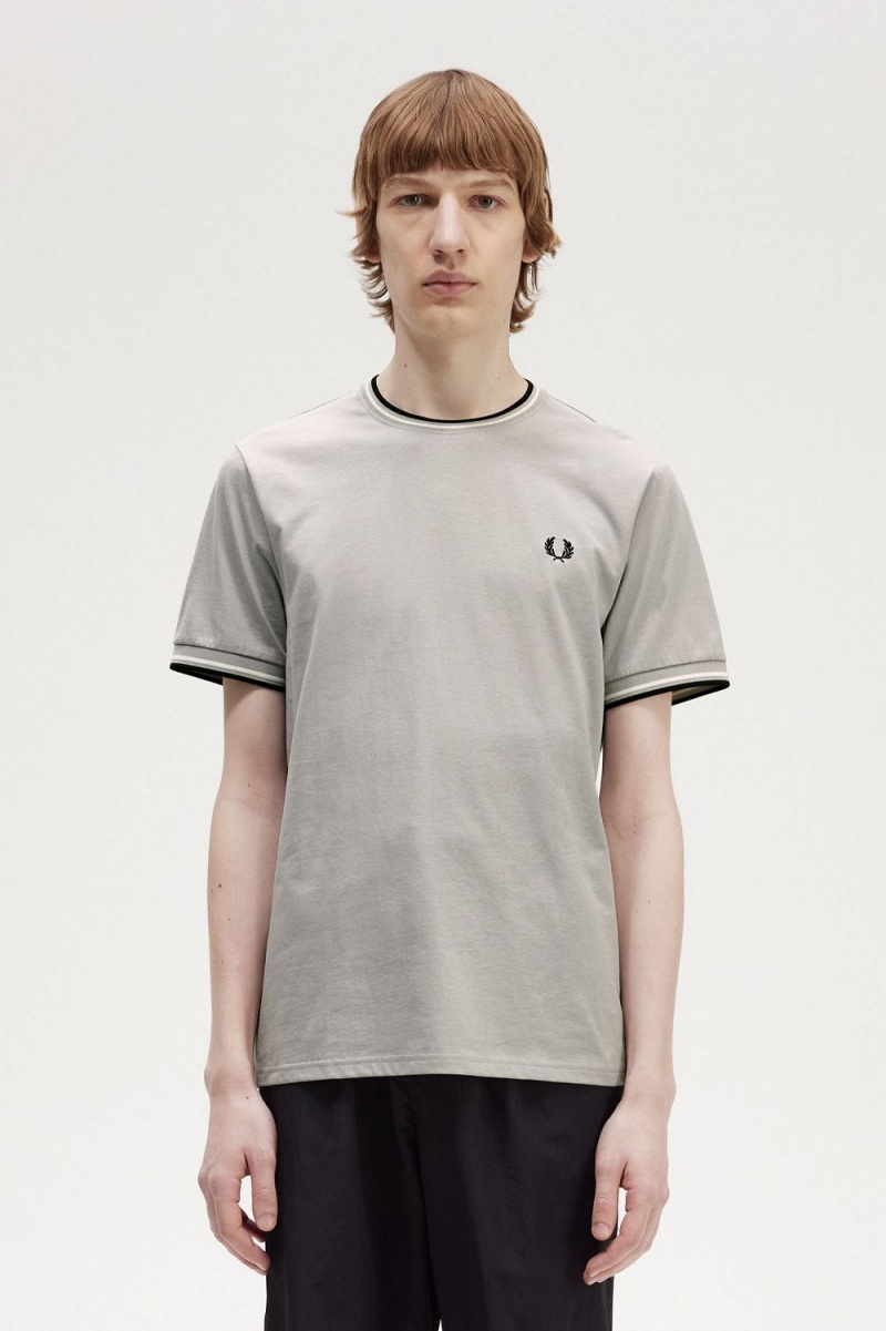 Fred Perry Twin Tipped Men\'s T-Shirt Grey | XPLQT4713