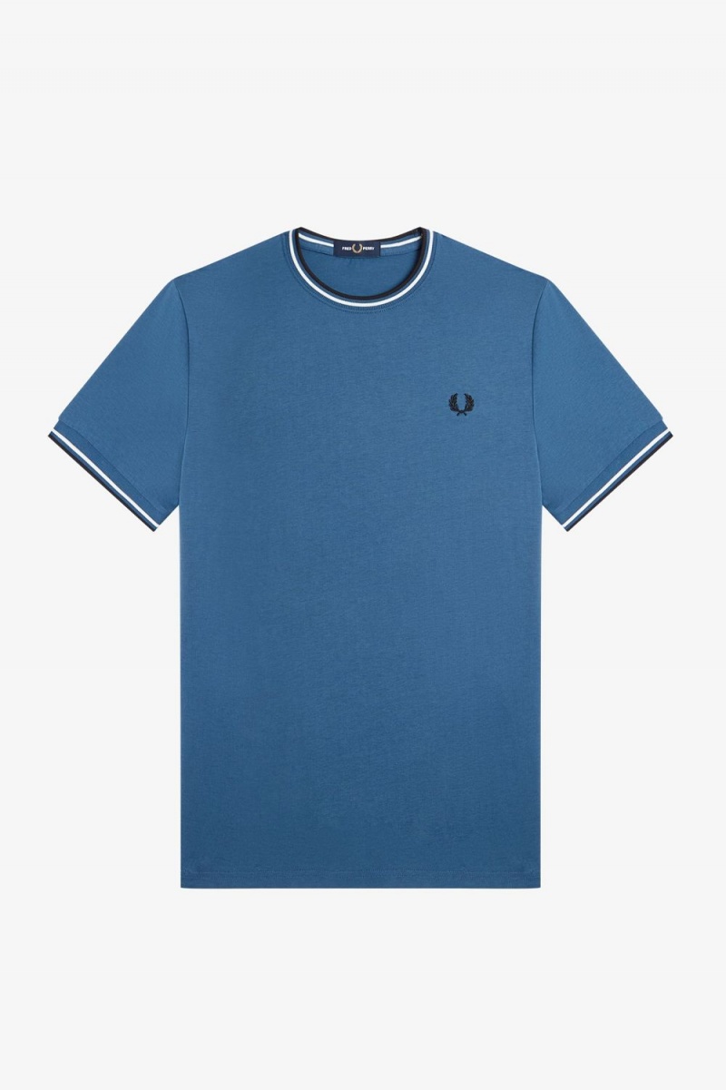 Fred Perry Twin Tipped Men's T-Shirt Midnight Blue | SHBMV0359