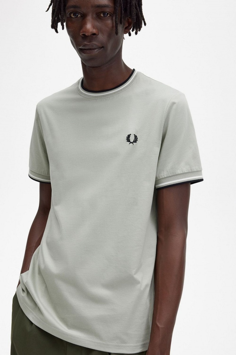 Fred Perry Twin Tipped Men's T-Shirt Mint | SKDMG0785