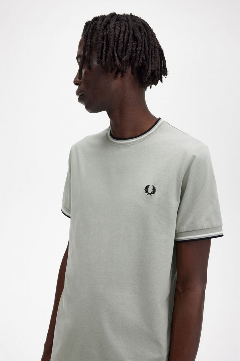 Fred Perry Twin Tipped Men's T-Shirt Mint | SKDMG0785