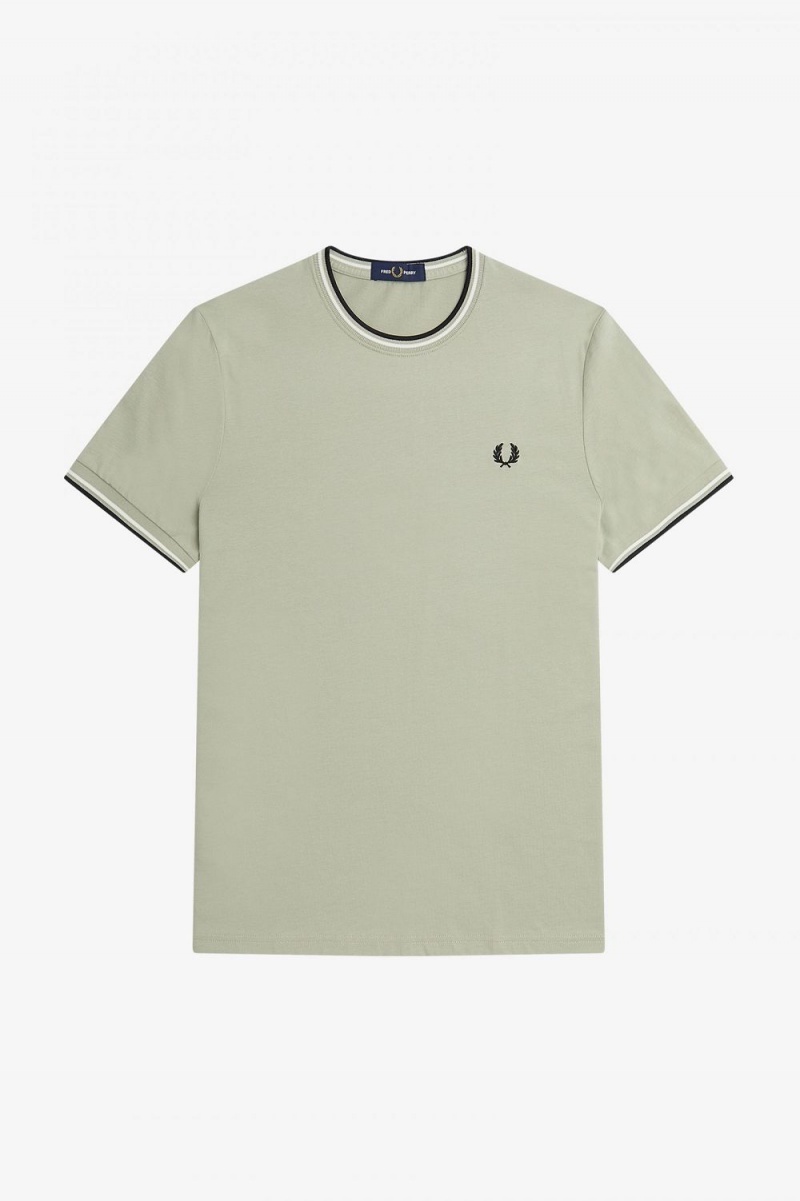 Fred Perry Twin Tipped Men's T-Shirt Mint | SKDMG0785