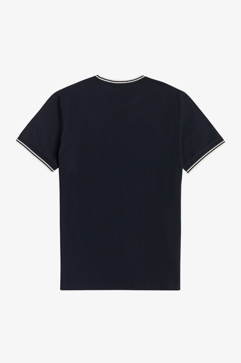 Fred Perry Twin Tipped Men's T-Shirt Navy | AFLRB8251