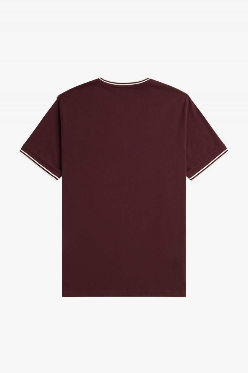 Fred Perry Twin Tipped Men's T-Shirt Oxblood | XRVPL7965