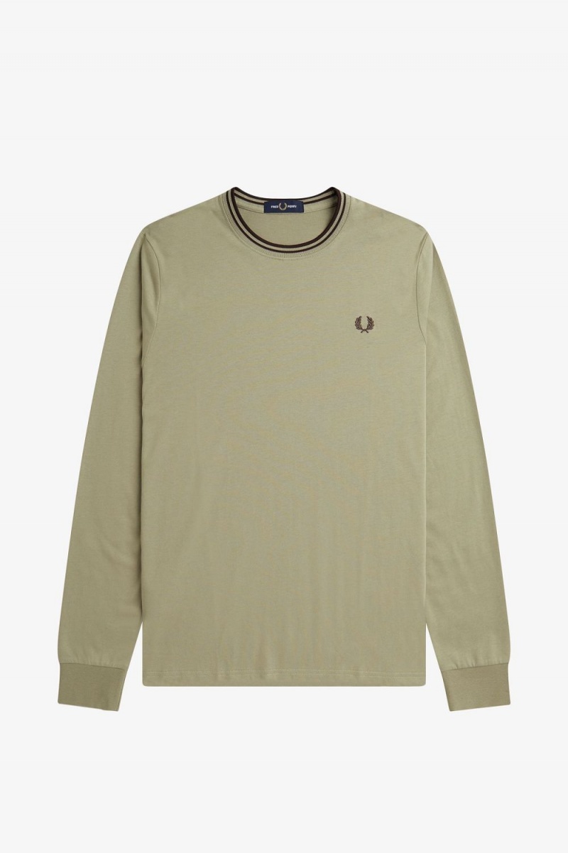 Fred Perry Twin Tipped Men's T-Shirt Warm Grey Dark Red | HASOJ0468