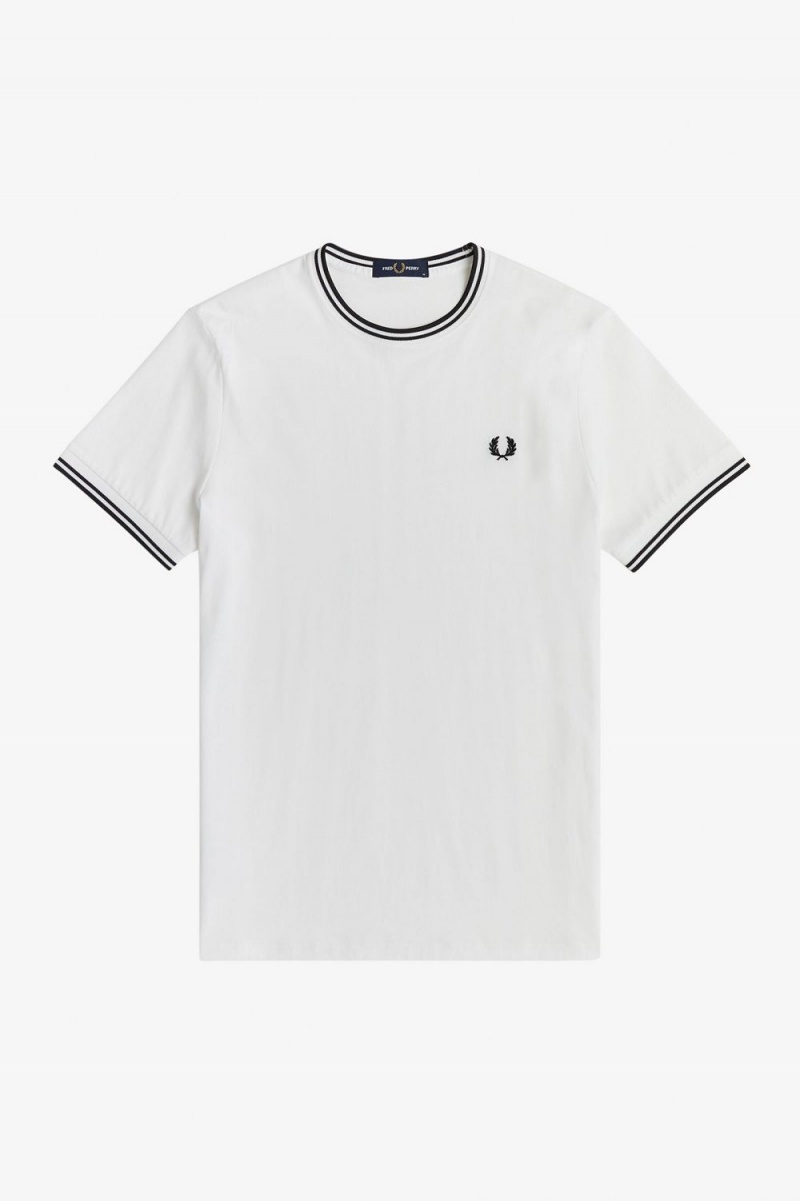 Fred Perry Twin Tipped Men's T-Shirt White | GSTWR0481