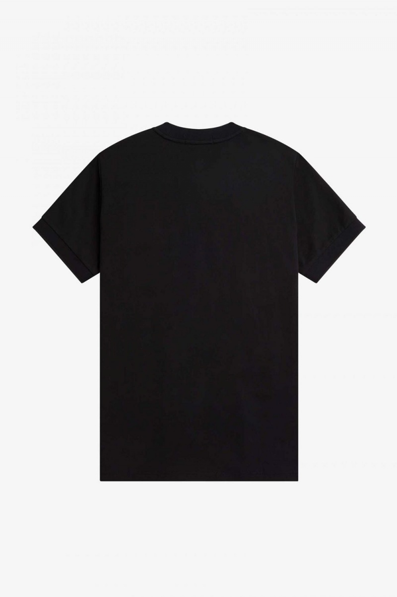 Fred Perry Twin Tipped Pocket Men's T-Shirt Black | IVNKL6894