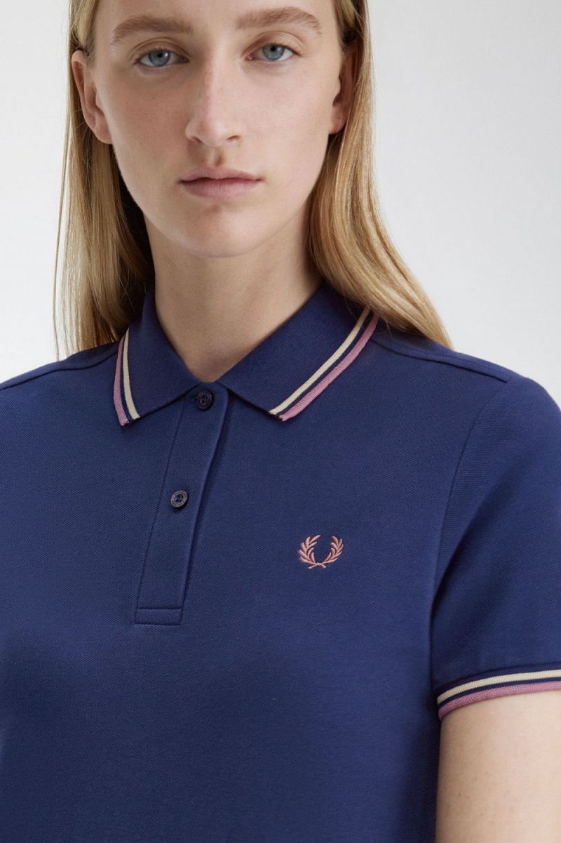 Fred Perry Twin Tipped Shirt Women's Dress French Navy | LQEPN1534