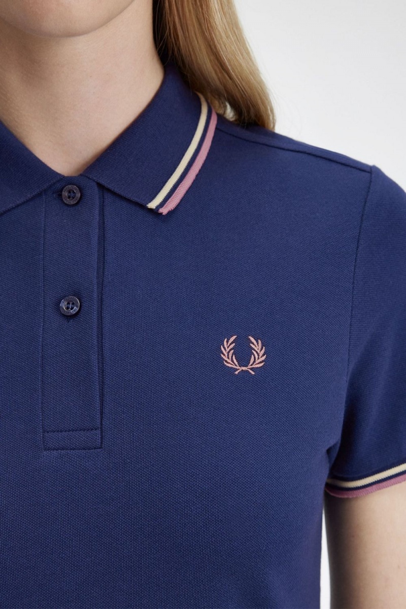 Fred Perry Twin Tipped Shirt Women's Dress French Navy | LQEPN1534