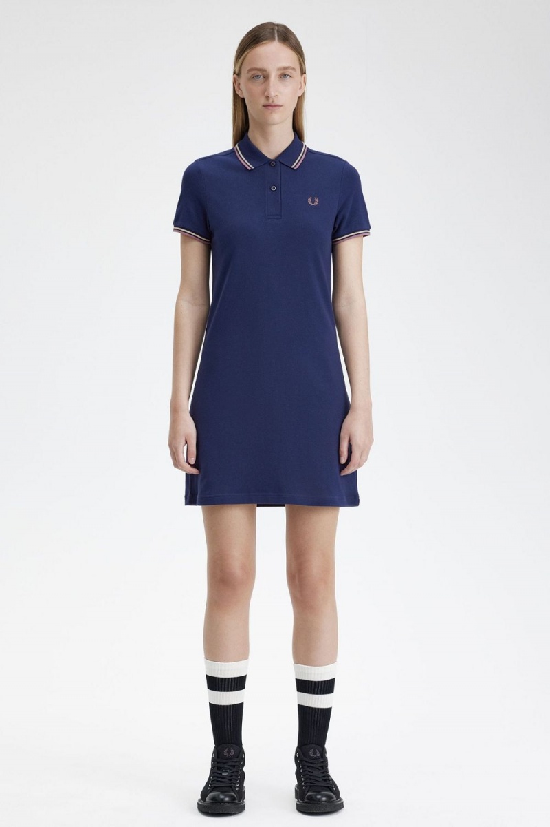 Fred Perry Twin Tipped Shirt Women\'s Dress French Navy | LQEPN1534