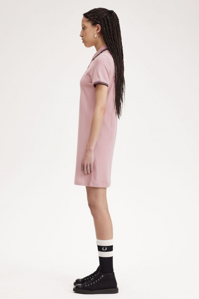 Fred Perry Twin Tipped Shirt Women's Dress Dusty Rose Pink | OMJGP3510