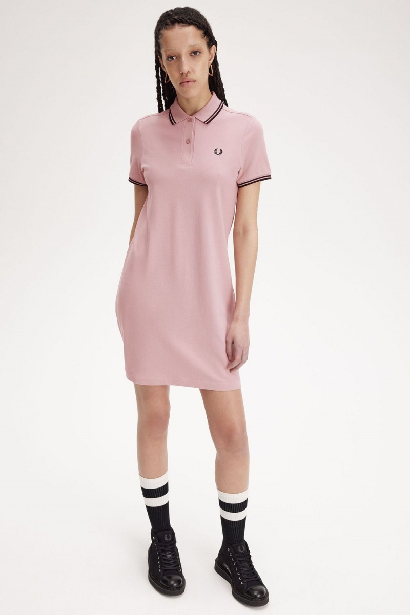 Fred Perry Twin Tipped Shirt Women's Dress Dusty Rose Pink | OMJGP3510