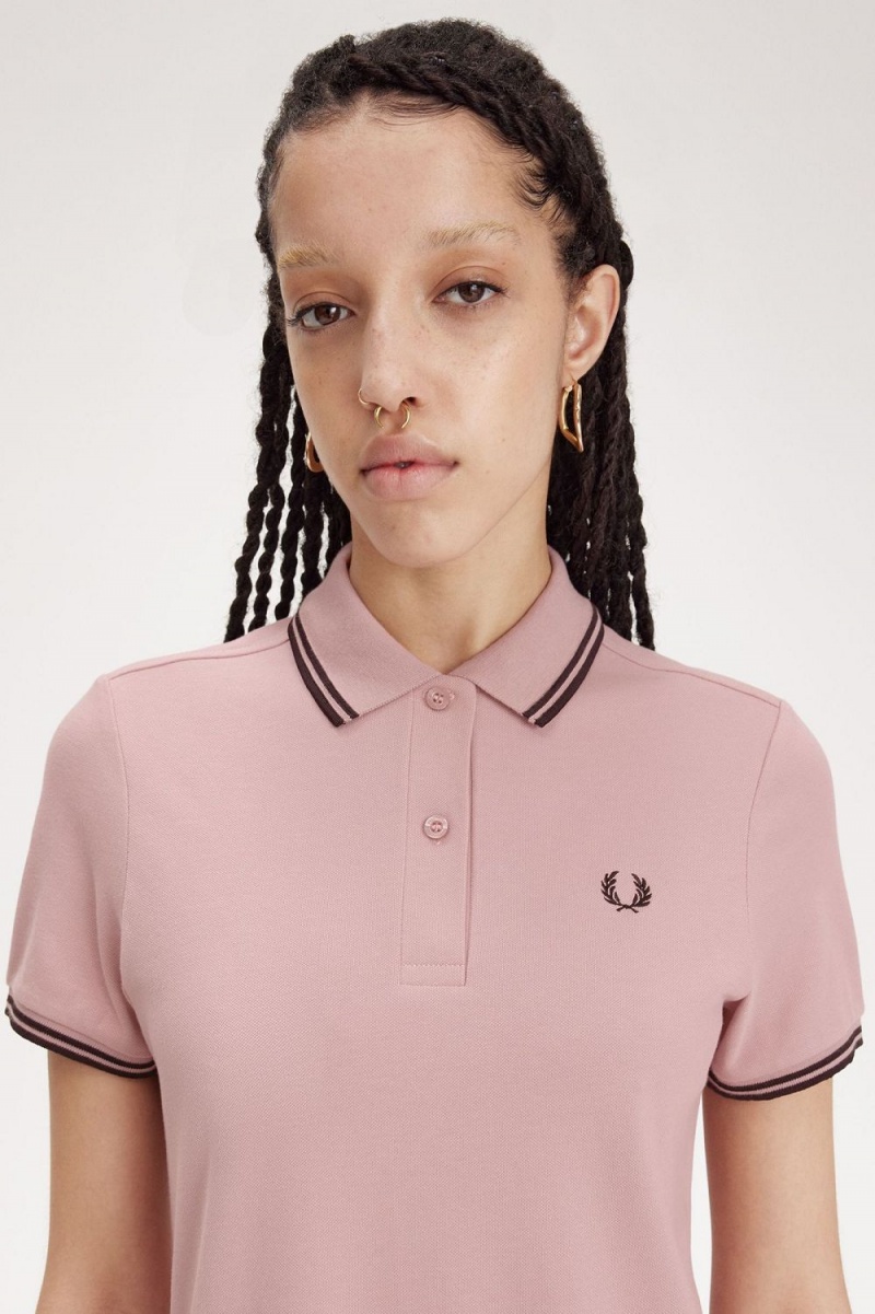 Fred Perry Twin Tipped Shirt Women's Dress Dusty Rose Pink | OMJGP3510