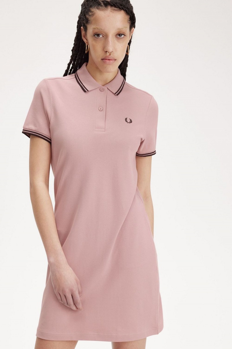 Fred Perry Twin Tipped Shirt Women's Dress Dusty Rose Pink | OMJGP3510