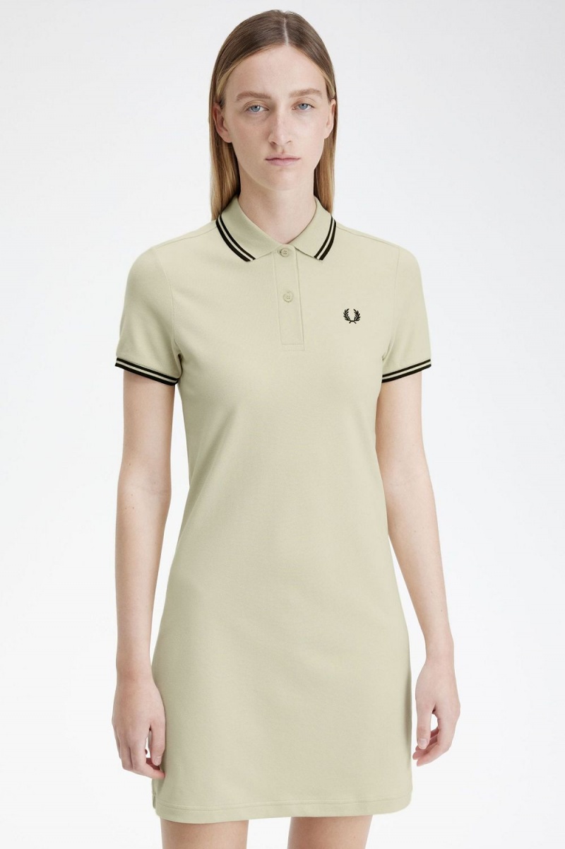 Fred Perry Twin Tipped Shirt Women's Dress Oatmeal | EVXCI7520