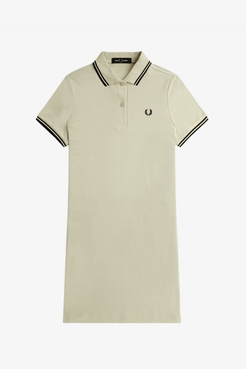 Fred Perry Twin Tipped Shirt Women's Dress Oatmeal | EVXCI7520