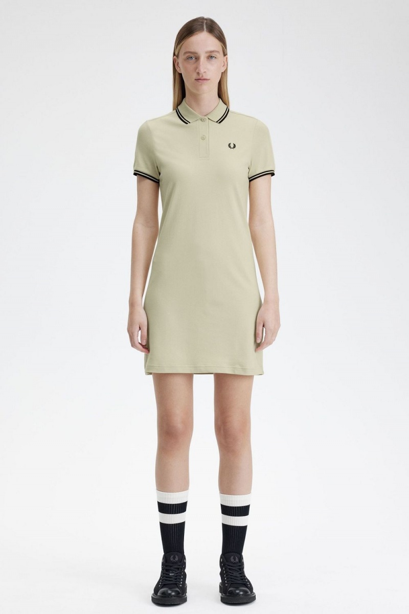 Fred Perry Twin Tipped Shirt Women\'s Dress Oatmeal | EVXCI7520