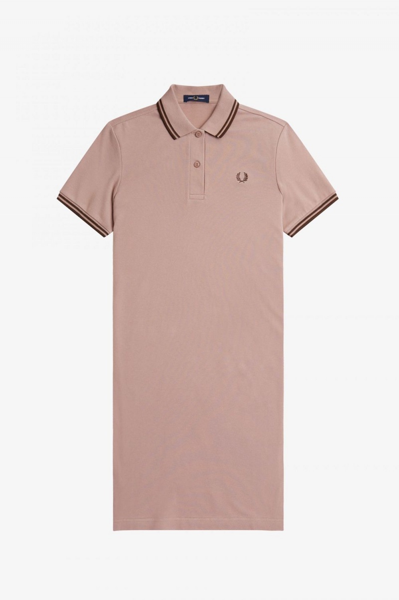 Fred Perry Twin Tipped Shirt Women's Dress Dark Pink Whisky Brown | YNCBG8725