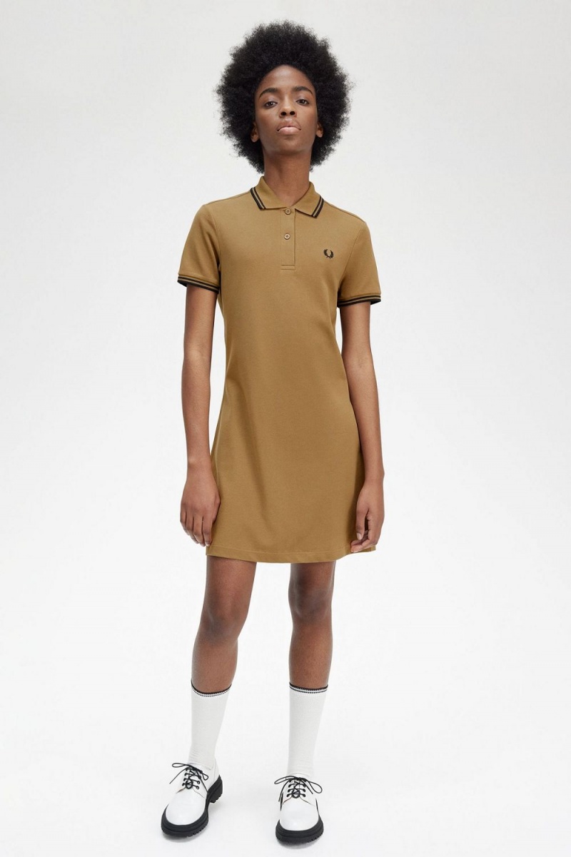 Fred Perry Twin Tipped Shirt Women's Dress Brown | APYRB7516