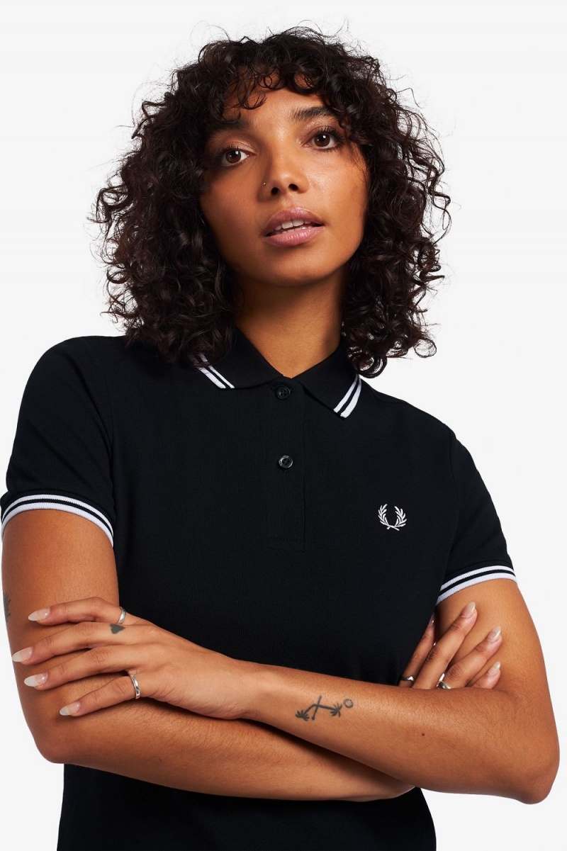 Fred Perry Twin Tipped Women's Dress Black | PLJGH9426