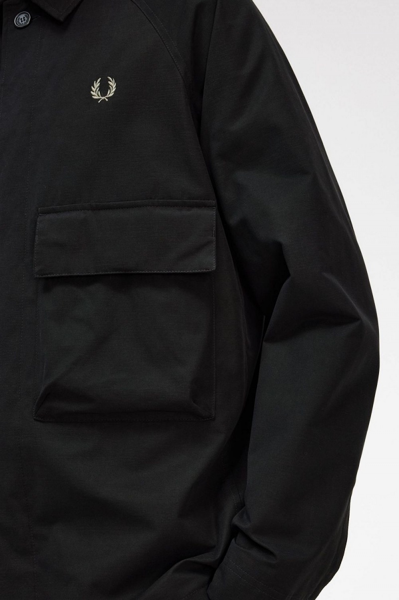 Fred Perry Utility Men's Shirt Black | QOGWA5194