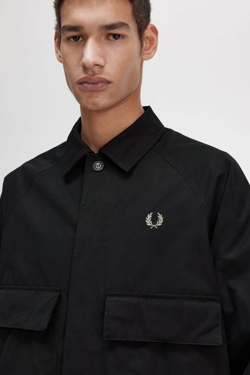 Fred Perry Utility Men's Shirt Black | QOGWA5194