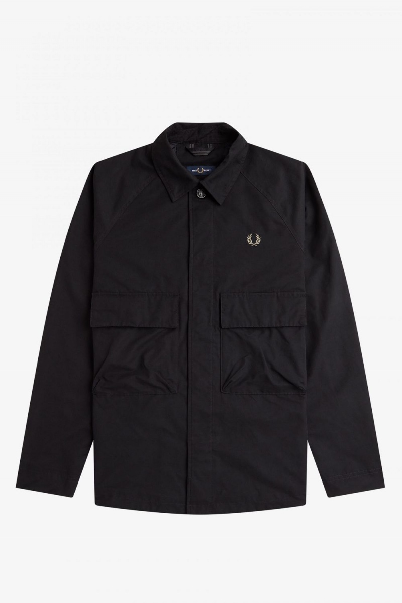 Fred Perry Utility Men's Shirt Black | QOGWA5194