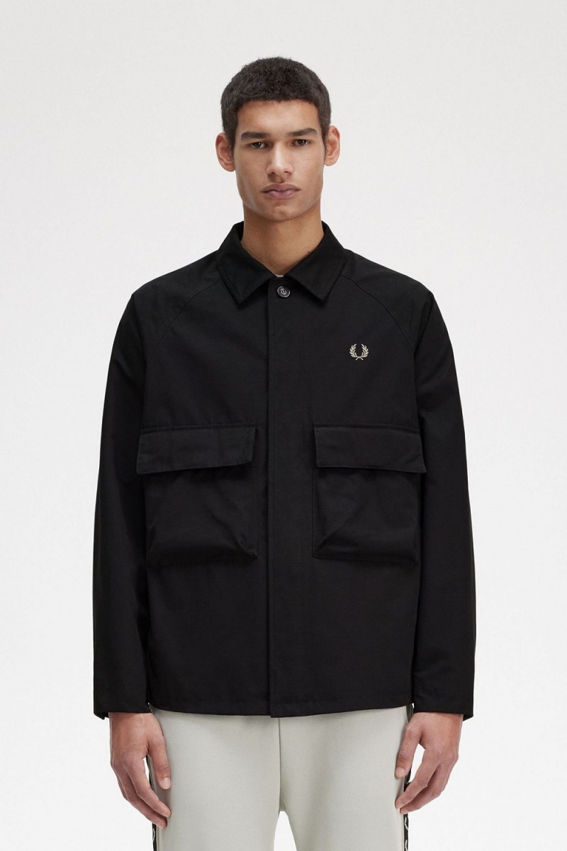 Fred Perry Utility Men\'s Shirt Black | QOGWA5194