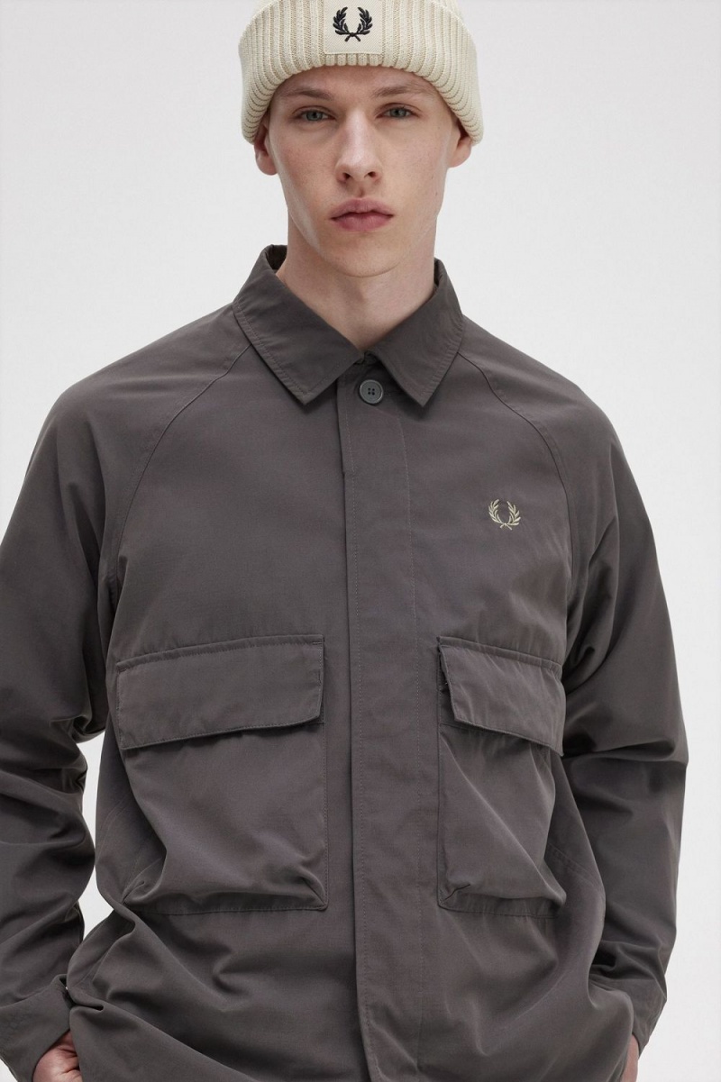 Fred Perry Utility Men's Shirt Gunmetal | OBTHZ0293