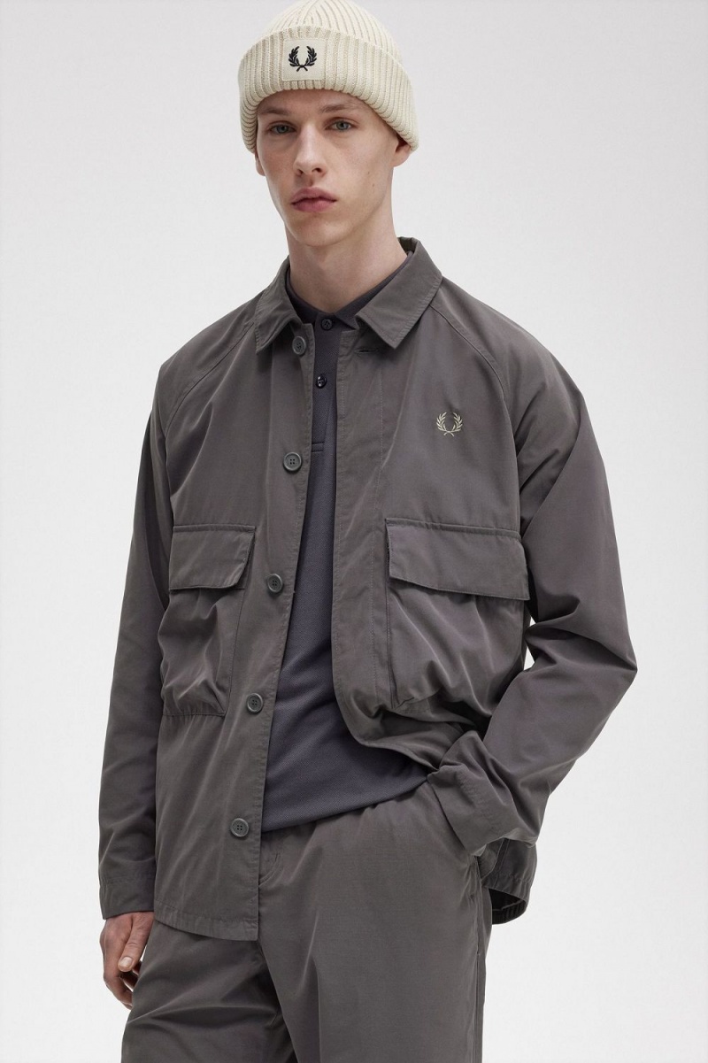 Fred Perry Utility Men's Shirt Gunmetal | OBTHZ0293