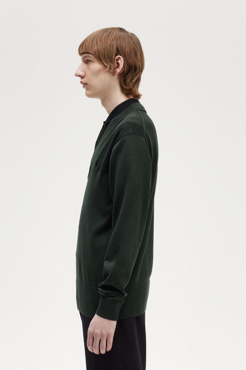 Fred Perry V-Neck Men's Jumper Night Green | CMYXI4375