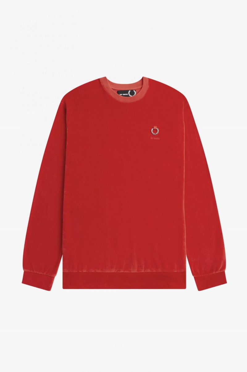 Fred Perry Velour Men's Sweatshirts Red | HAZRX6748