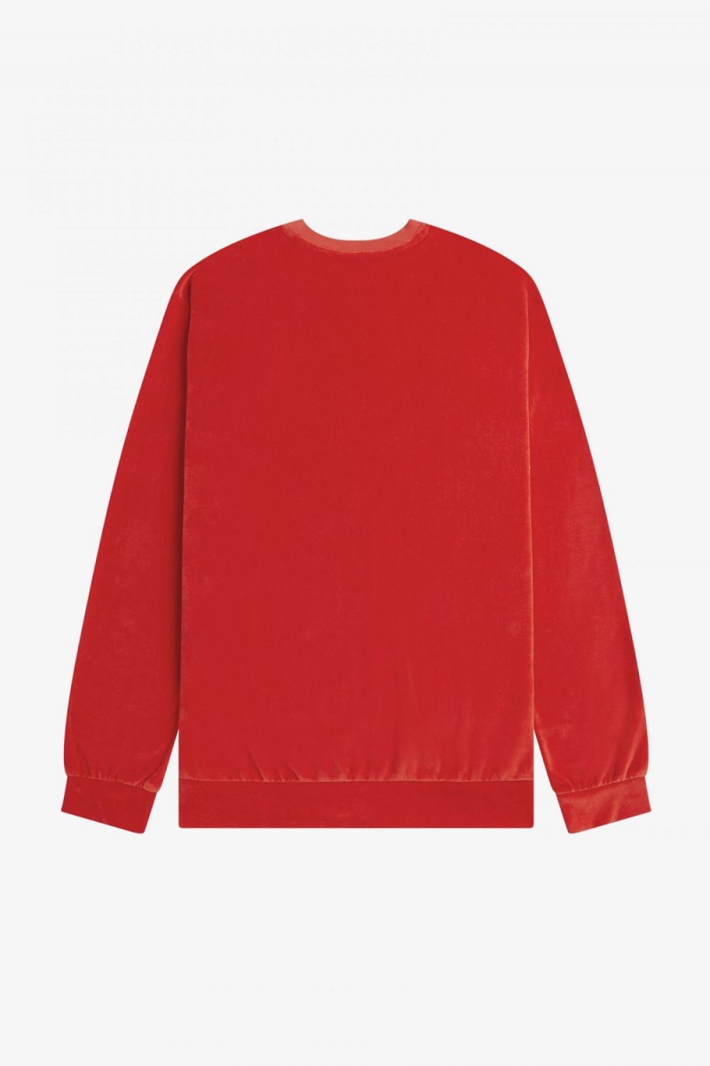 Fred Perry Velour Men's Sweatshirts Red | HAZRX6748