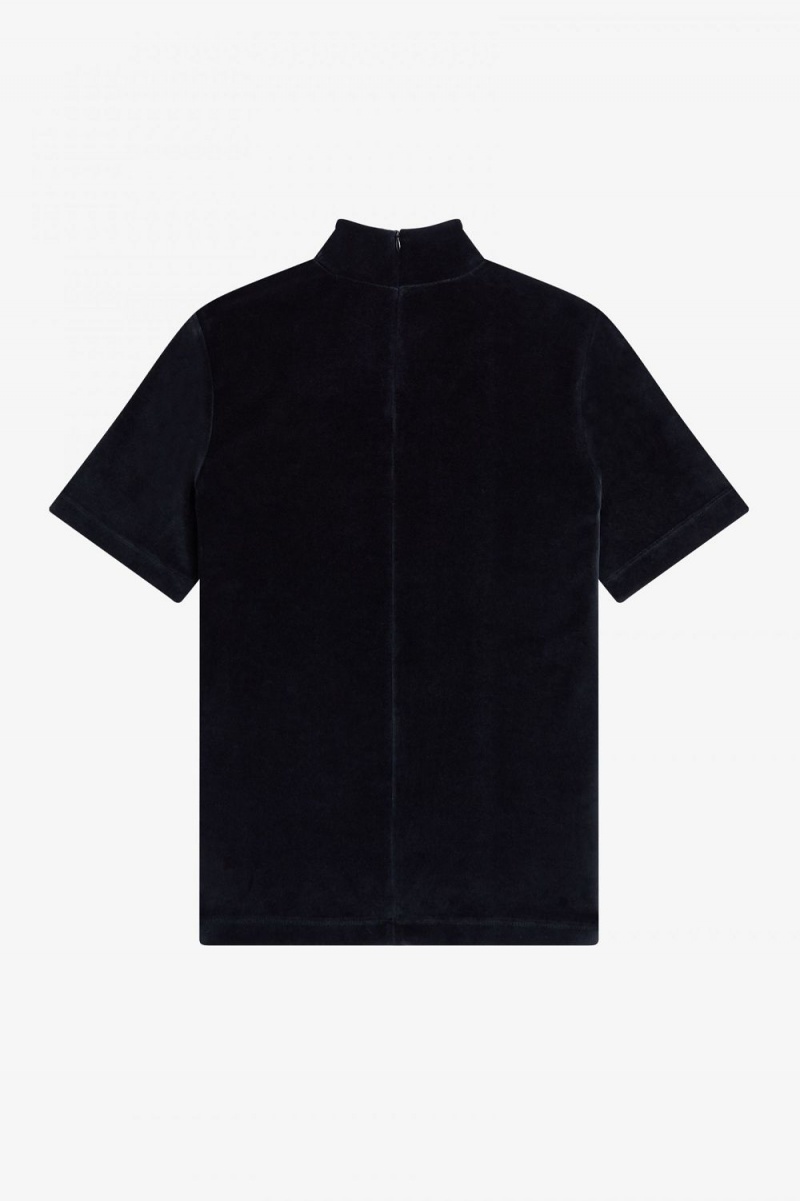 Fred Perry Velour Women's T-Shirt Black | ZUDVG1047